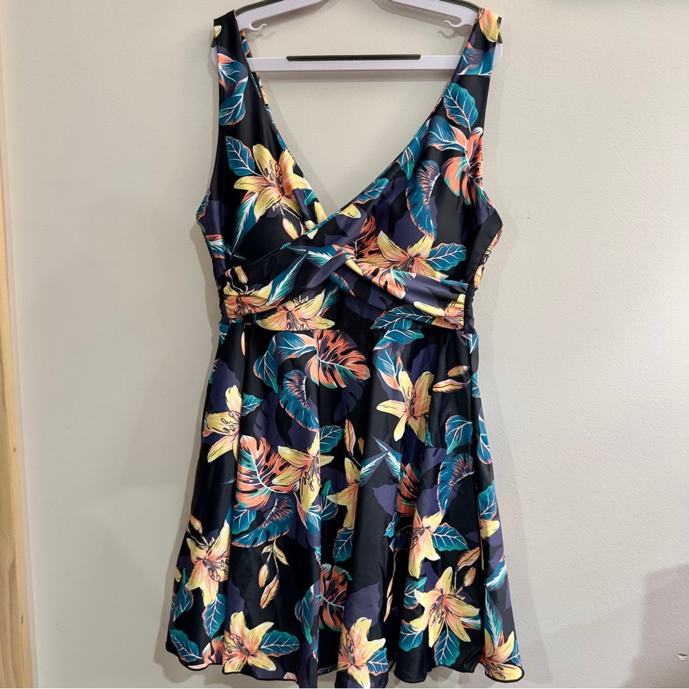 Floral Sleeveless Swim Dress